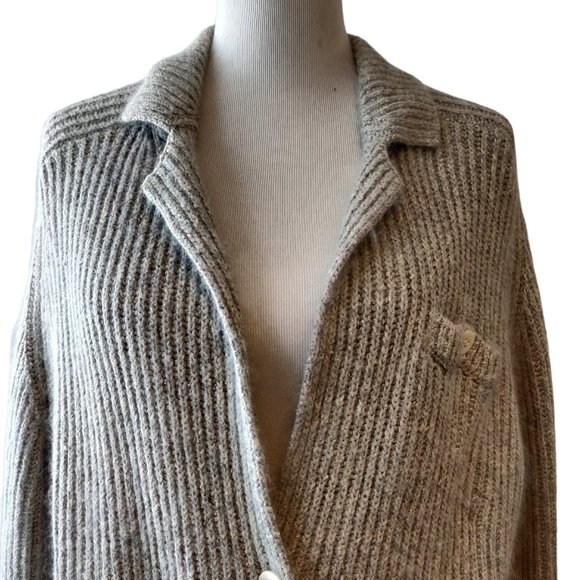 Liz Claiborne Collection Womens Gray Silk Angora Blend Button Grandpa Cardigan L - Picture 4 of 11